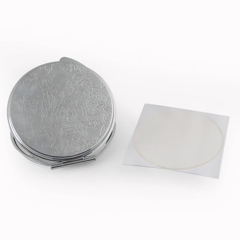 Индивидуальное круглые серебряное компактное зеркало 62 мм Леди Сумочка карманное зеркало с гравировкой+ эпоксидные Стикеры DIY Набор 5 шт./лот