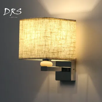 

American Cloth Art L Chinese Style Hotel Led Wall Lamp Modern Simple Living Room Lamp Creative Iron Bedroom Lamp
