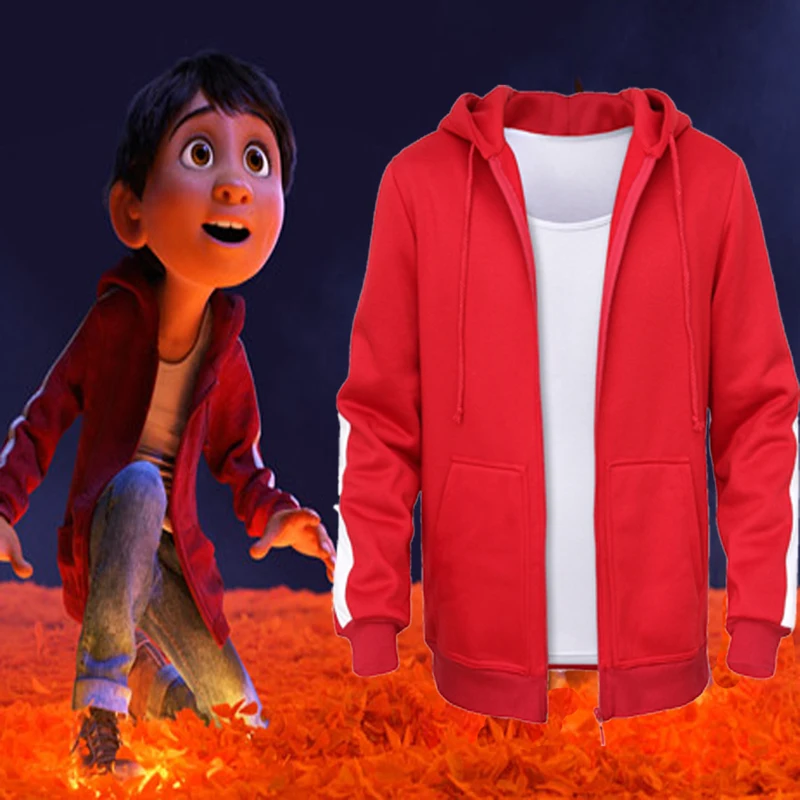 

Movie Animation CoCo Miguel Riveras Cosplay Costumes Kids Adults Red Hoodies Unisex Fleece Coat Sweatshirts Top Vest Jacket