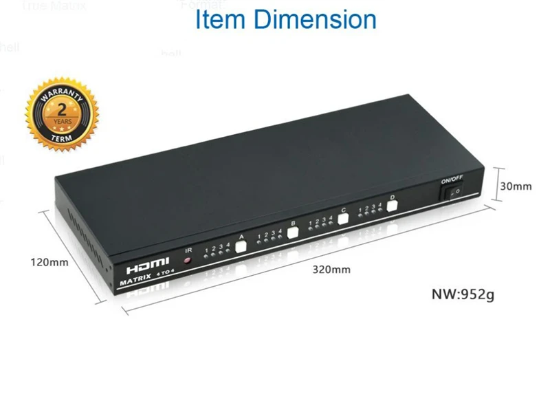 EMK 4x4 HDMI True Matrix 4 input 4 output HDMI Switch Splitter 1.3b support 1920x1080 60Hz with RS232 Remote Control Switch (7)