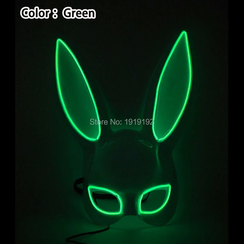 Women Sexy Cosplay Half Eyes Mask Bunny Fox Animal Mask Masquerade LED Glasses Carnival Fancy Glow Party Supplies - Color: Type 02-Green