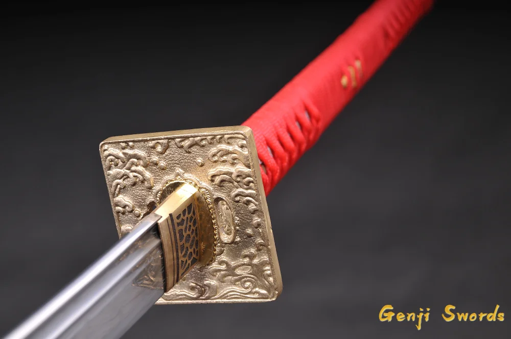 Ручная работа Полный Тан японский катана Тачи Дамасская сложенная сталь настоящий Самурай острый меч край