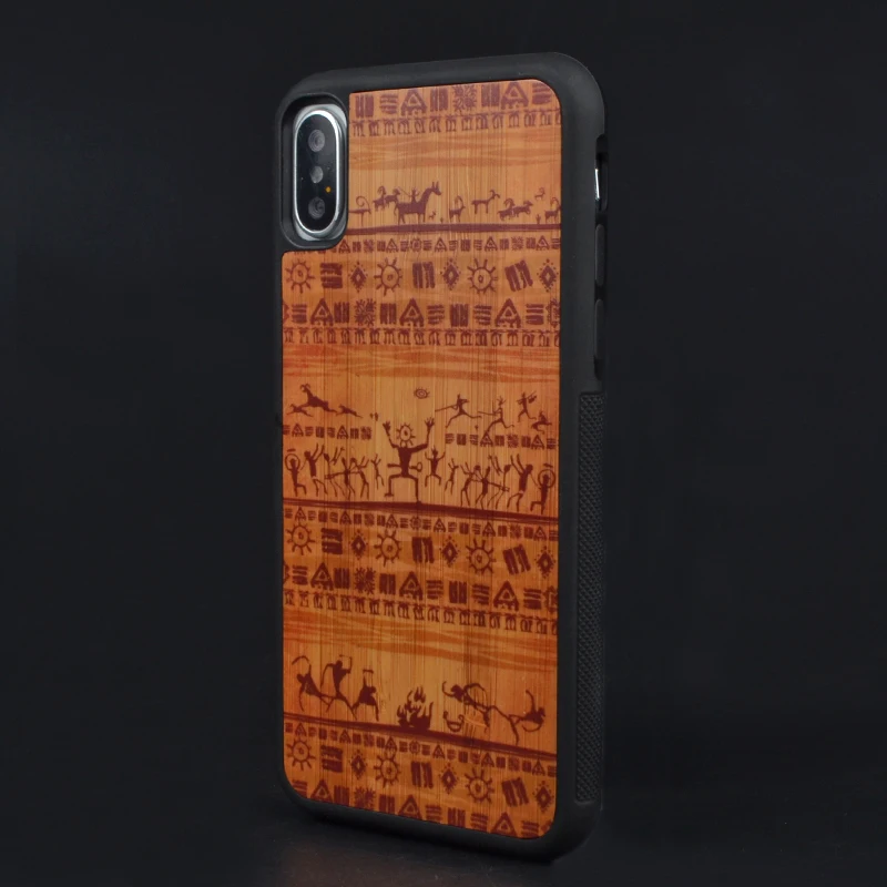 

Retro unique special Crazy Primitive fresco watercolor For Iphone X 6 7 8 Plus For Samsung S7 Eage S8 Plus realWood Phone Case