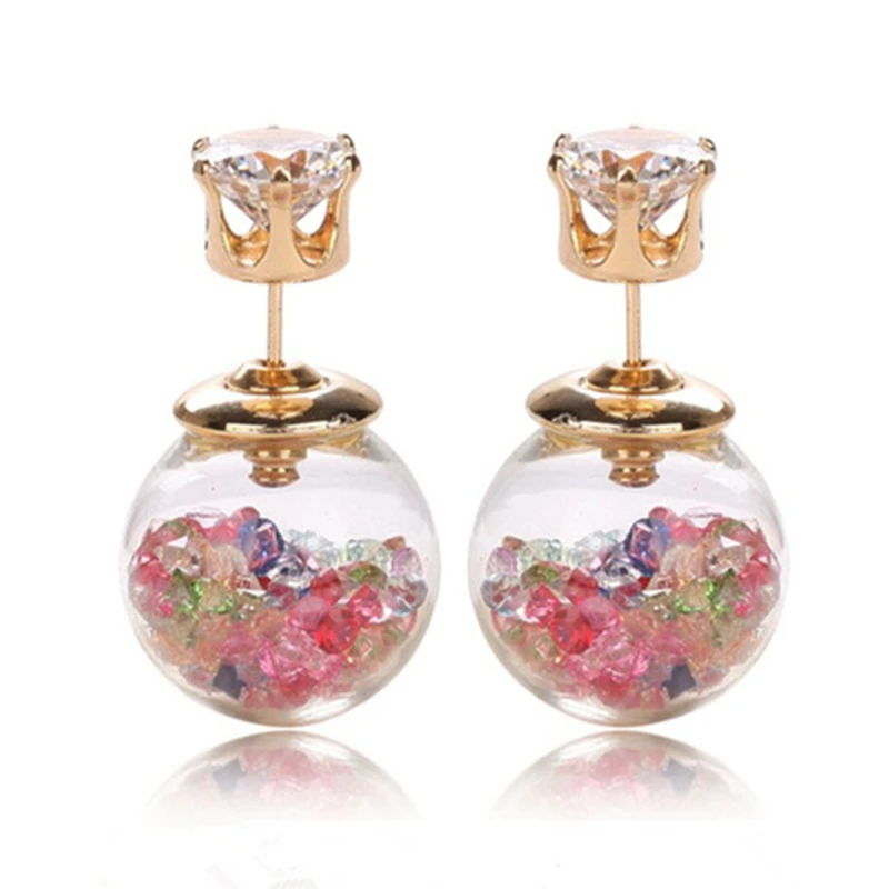 2021 New Design Fashion Brand Jewelry Thick Glass Beads Stud Earrings Double Imitation Pearls Earring For Womens Gift | Украшения и