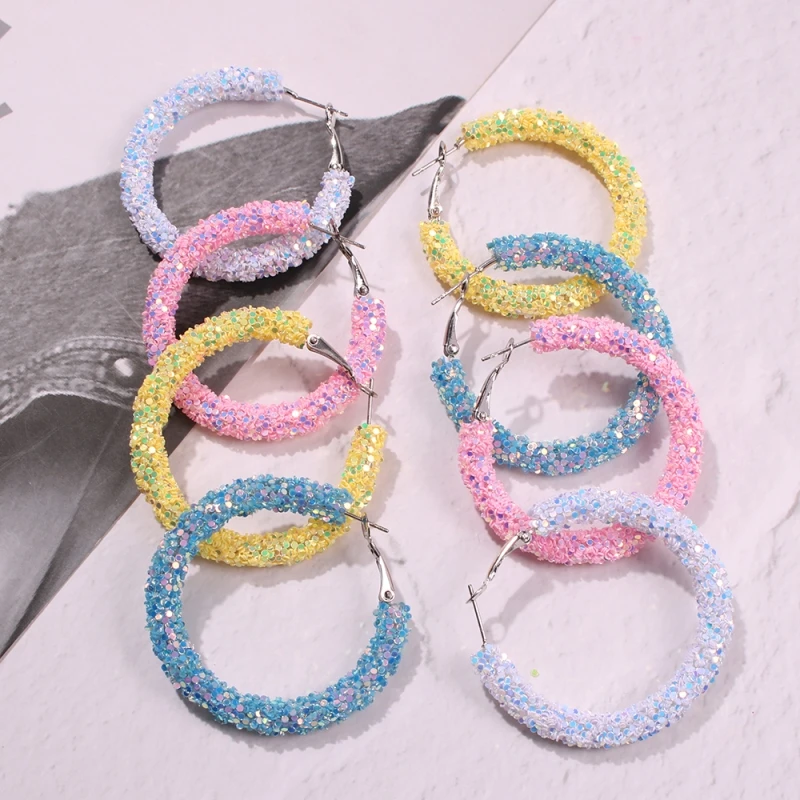 

Lalynnlys New Hot Fluorescent Color Drop Earrings Big Circle Sparkling Round Earrings Trendy Punk Jewelry For Women Girls E59871