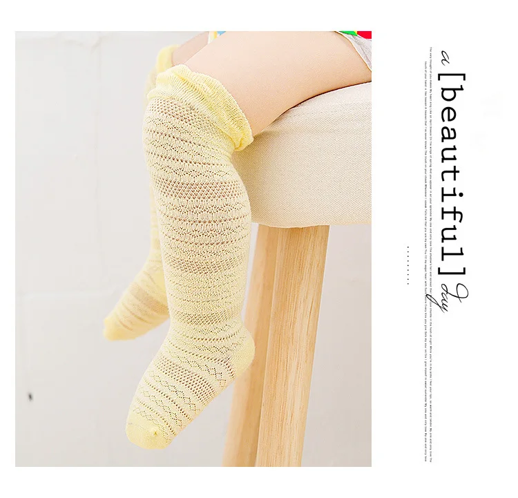 YWHUANSEN 3 Pairs/lot Summer Mesh Thin Baby Girls Boys Knee High Socks Toddler Infant Newborn Cotton Tube Ruffled Leg Warmer - Цвет: 12