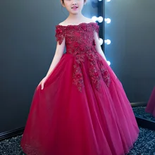 Элегантное платье для девочек, с открытыми плечами для девочек в цветочек накладное украшение для свадебного платья вечерние платье принцессы с юбкой-пачкой платье для девочек на день рождения, праздничное платье для первого причастия