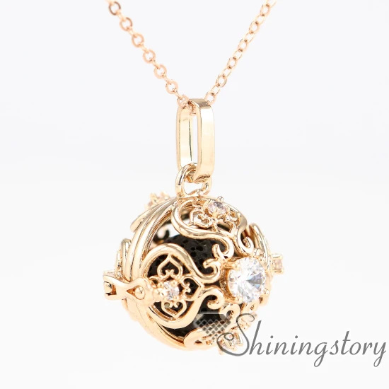 flower ball metal volcanic stone necklace locket aromatherapy diffuser love heart diffusing jewelry openwork nec | Украшения и