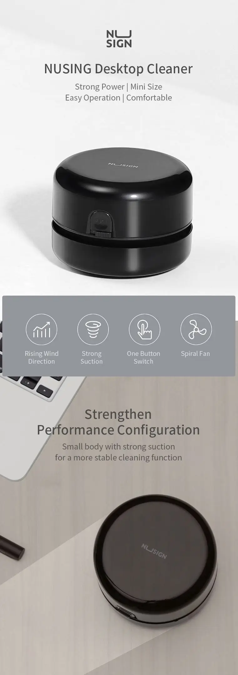 Newest Xiaomi NUSIGN Desktop Cleaner Mini Desk Cleaner Portable Lightweight Durable Vacuum Cleaner For School Classroom Office