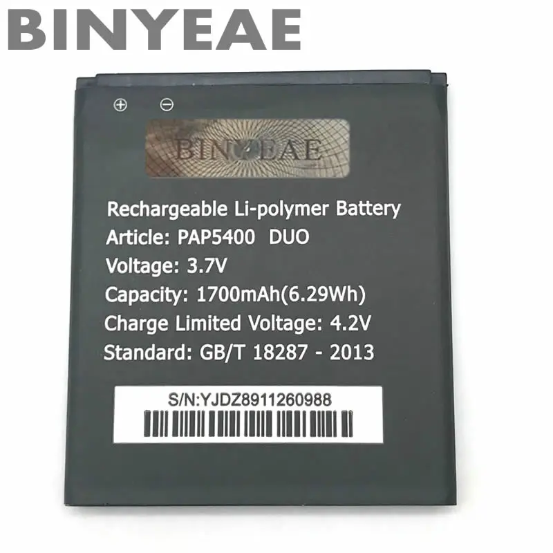 

BINYEAE 3.7V 1700mAh Phone Battery for Prestigio MultiPhone PAP5400 DUO PAP 5400 battery High quality