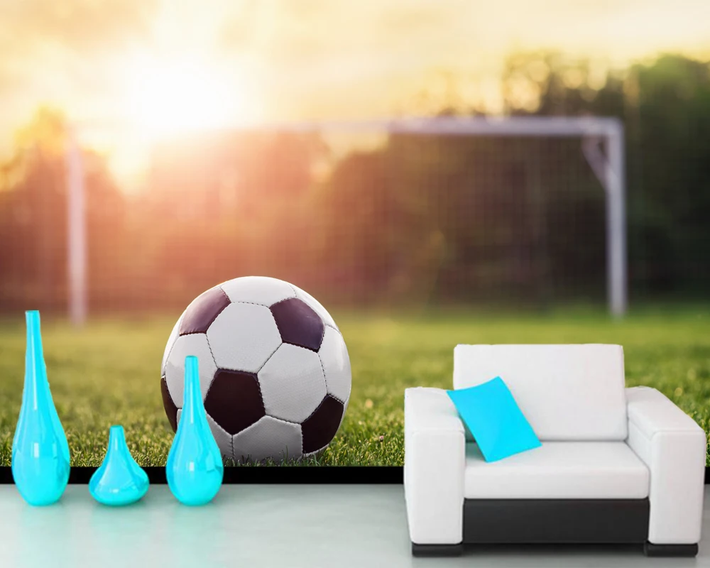 

Custom football wallpaper, sunset under the grass on the football fresco for living room bar KTV background papel de parede