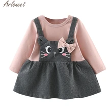

ARLONEET Toddler Kids Baby Girls Dresses Cartoon Cat Print dress girl Party winter dress for girls 2018 princess costume