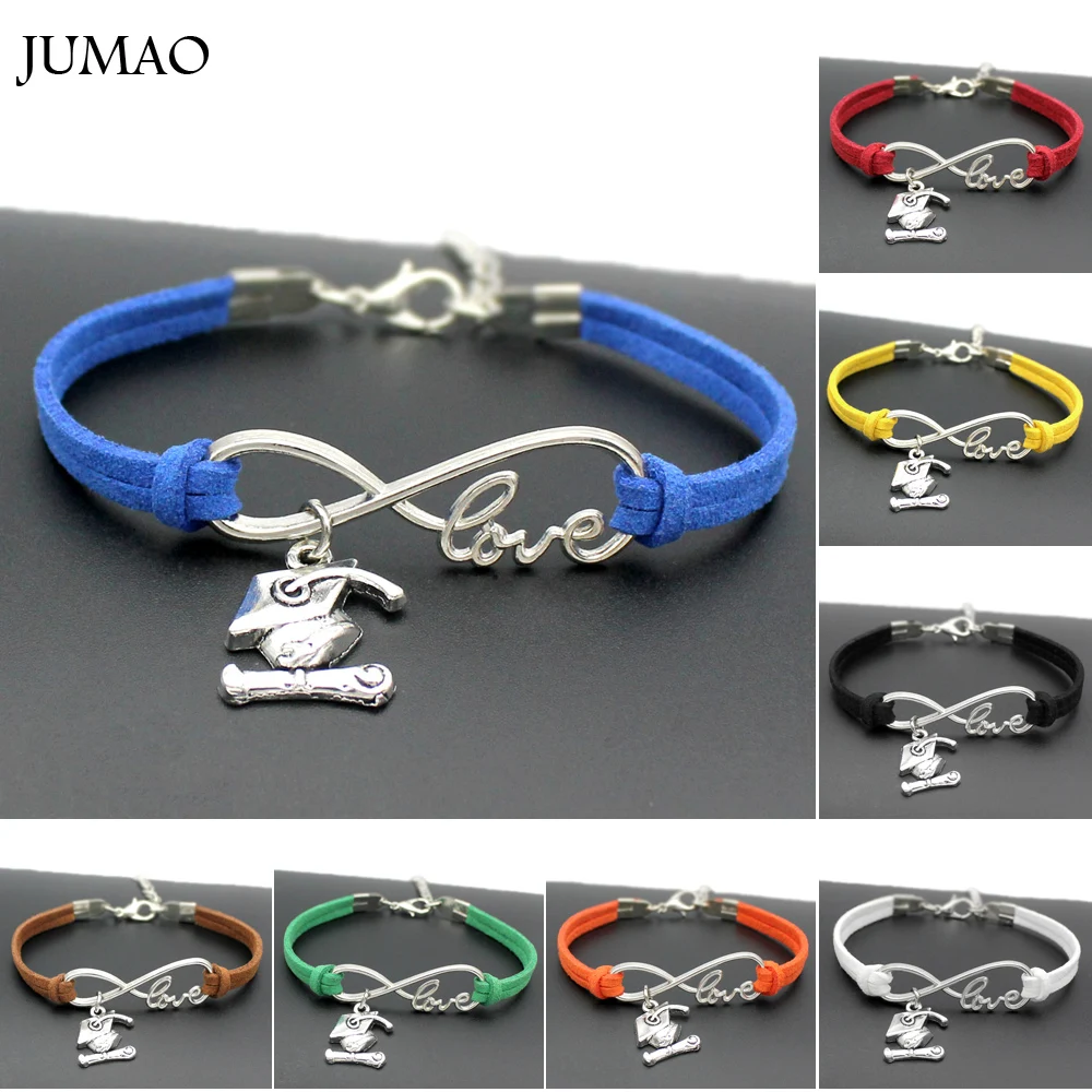 Infinity Love Bachelor Cap Charms Bracelets Graduation Leather Bracelet Friendship Giftin Charm