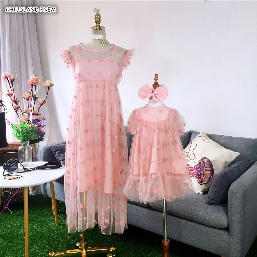 

Mommy And Me Clothes Lace Polka Party Mother Daughter Dresses Summer Family Look Mom and Daughter Dress Family Matching Clothes