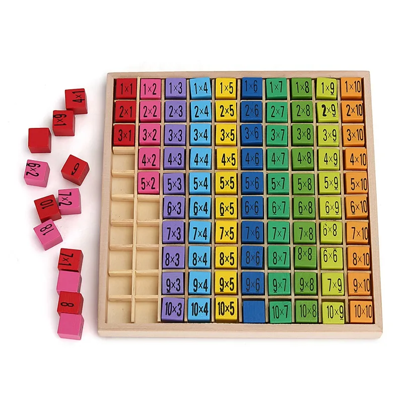 

JIMITU 99 Multiplication Table Math Toy Wooden 10*10 Figure Blocks Baby Learn Educational Montessori Educational Arithmetic Toys
