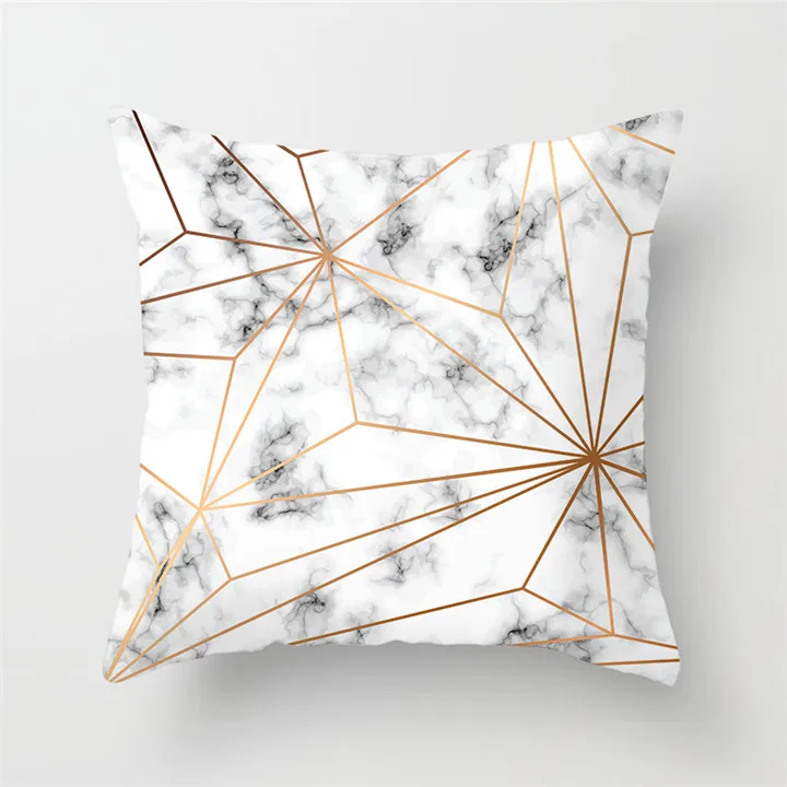 Fuwatacchi Geometry Cushion Cover Striped Geometric Printed Pillowcases Linen Cotton Gold and White Pillow Covers Sofa 45x45cm