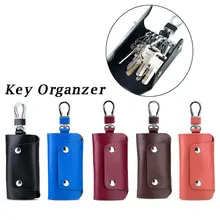Повседневный кожаный ключ бумажник мужской женский универсальный портативный кольцо Пряжка мини ключ сумка