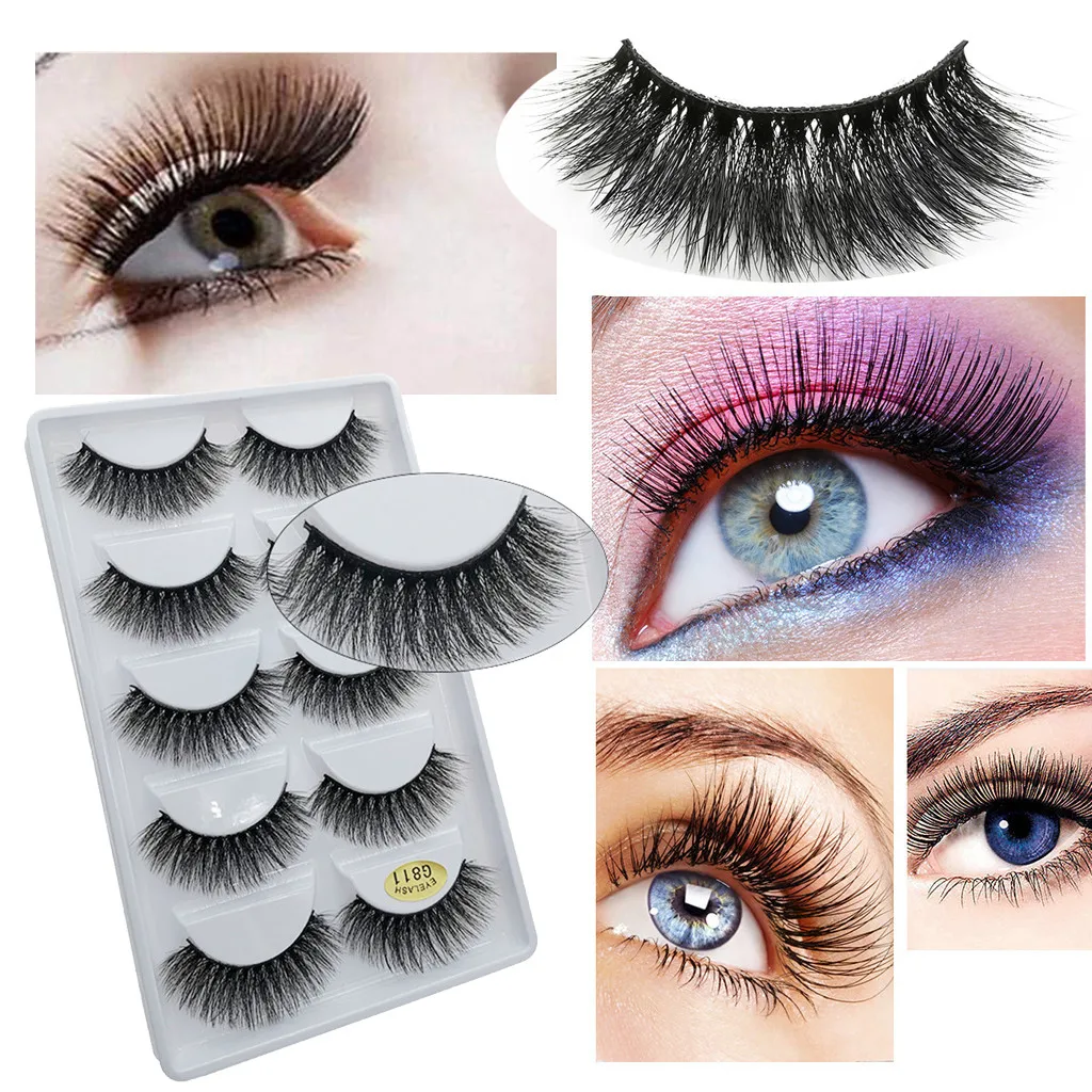

5 Pairs Vivid And Stylish 3D Mink Hair False Eyelashes Thick Section Naturally No Trace Easy To Apply Delicate Makeup #BL5