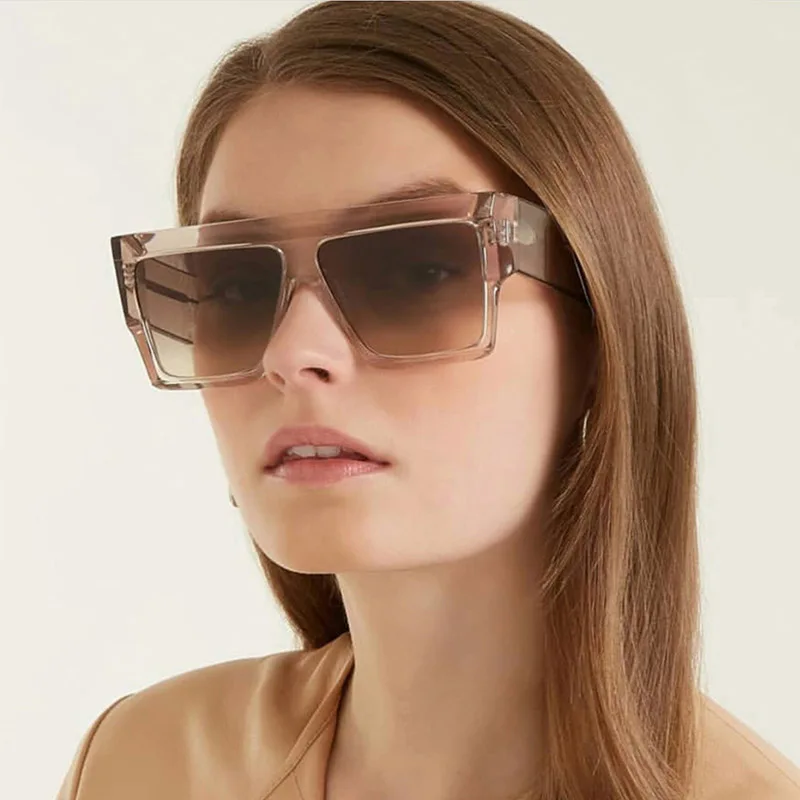Women's Large Square Frame Sunglasses Female Oversized Designer Half