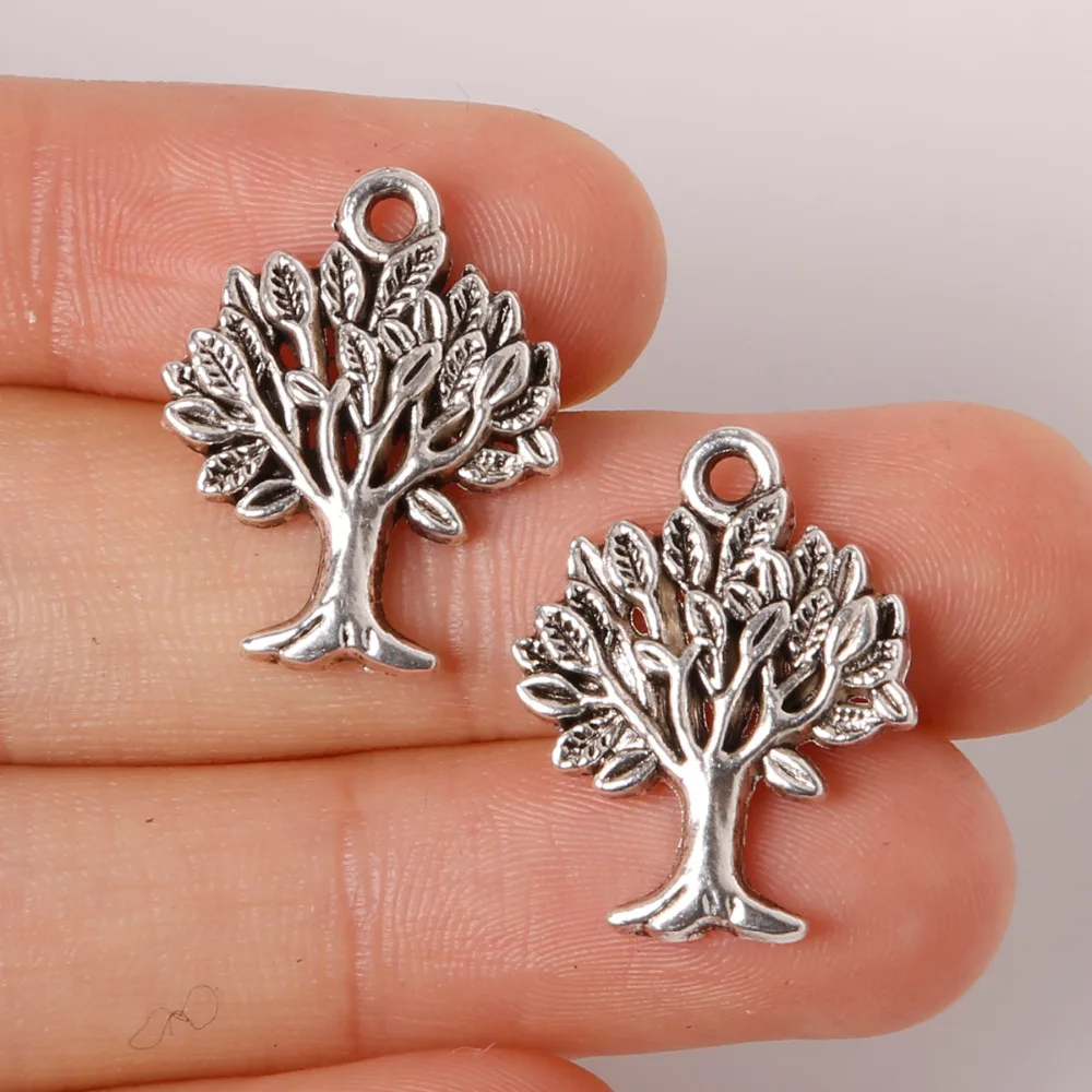 

Hot Sale 6pcs Antique Silver Plated Charms Pendant Zinc Alloy Lucky Tree Charms 18*22mm Metal Jewelry Findings Accessories Parts