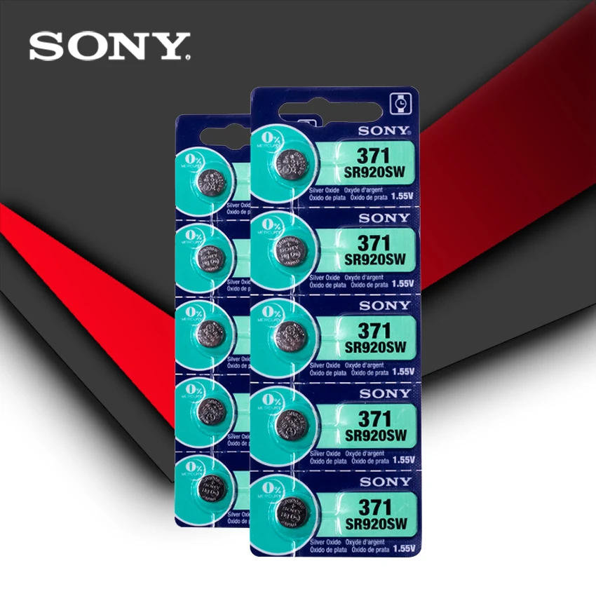

10pc Sony 100% Original 371 SR920SW 920 1.55V Watch Battery SR920SW 371 Button Coin Cell MADE IN JAPAN
