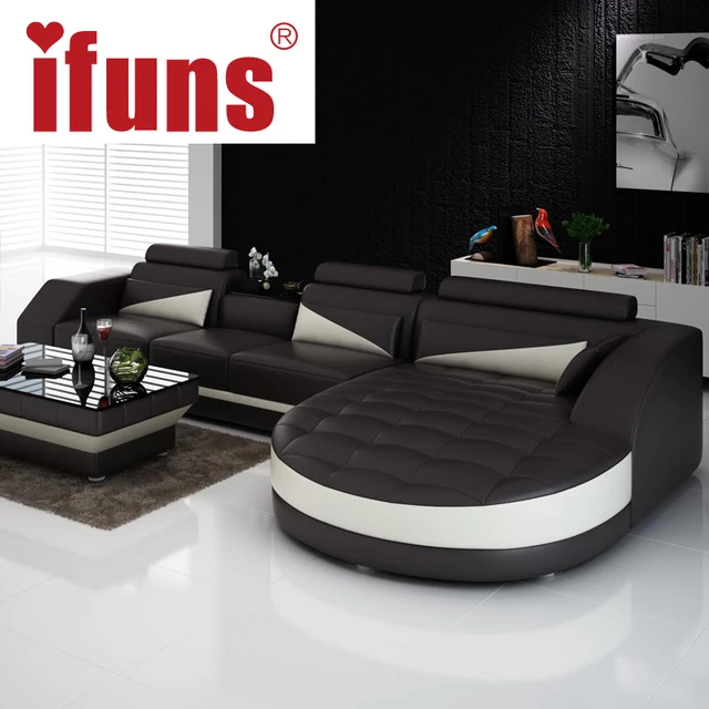 Online Ifuns Black White Modern European Furniture Luxury Ifuns Black White Modern European Furniture Luxury Quality Leather Sofas L Shape Sectional Sofa Set
