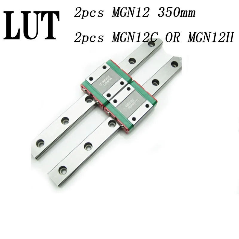 

2pcs 12mm Linear Guide MGN12 L= 350mm linear rail way + MGN12C or MGN12H Long linear carriage for CNC XYZ Axis High quality