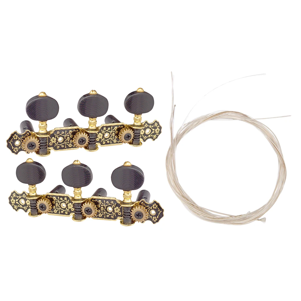 2pcs Classical Guitar Tuners Machine Heads with Nylon Guitar Strings for Guitar Parts Accessories