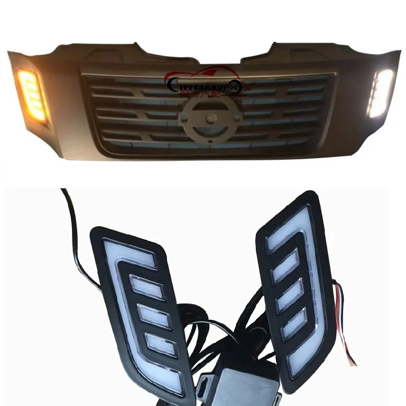 

LED DRL DAY TIME LIGHTS MASK GRILLE LED LAMP WITH TURNING SIGNAL FEATURE FIT FOR NISSAN NAVARA NP300 D23 2015-2017 LED DRL