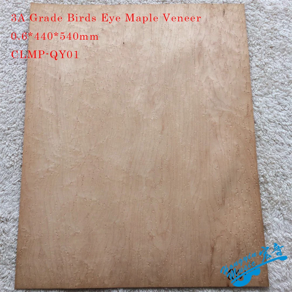 3A Grade Birds Eye Maple Guitar Veneer 0.6*440*540mm Guitar Veneer