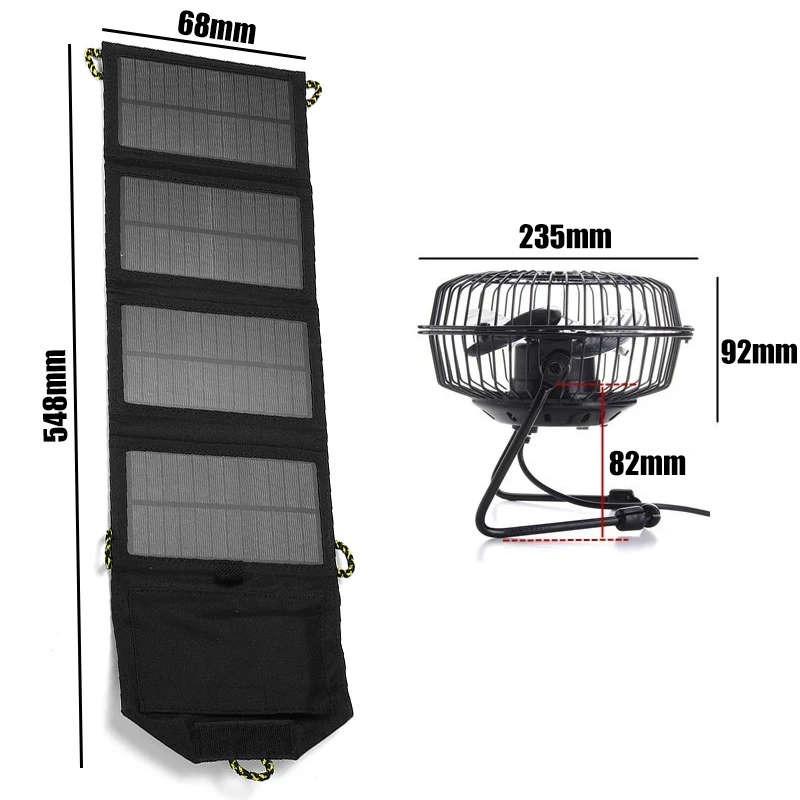 8 дюймов вентилятор охлаждения 12 Вт USB складной солнечной энергии Панель Железный вентилятор для домашнего офиса на открытом воздухе зарядное устройство для мобильного телефона