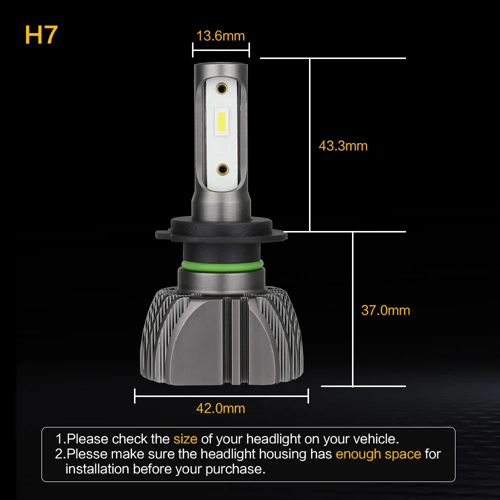 Zdatt H7 светодиодный фары H11 светодиодный лампы H4 H8 H9 HB3 9005 HB4 9006 CSP безвентиляторный огни автомобиля 8000LM 80W 6000K 12V 24V автотовары