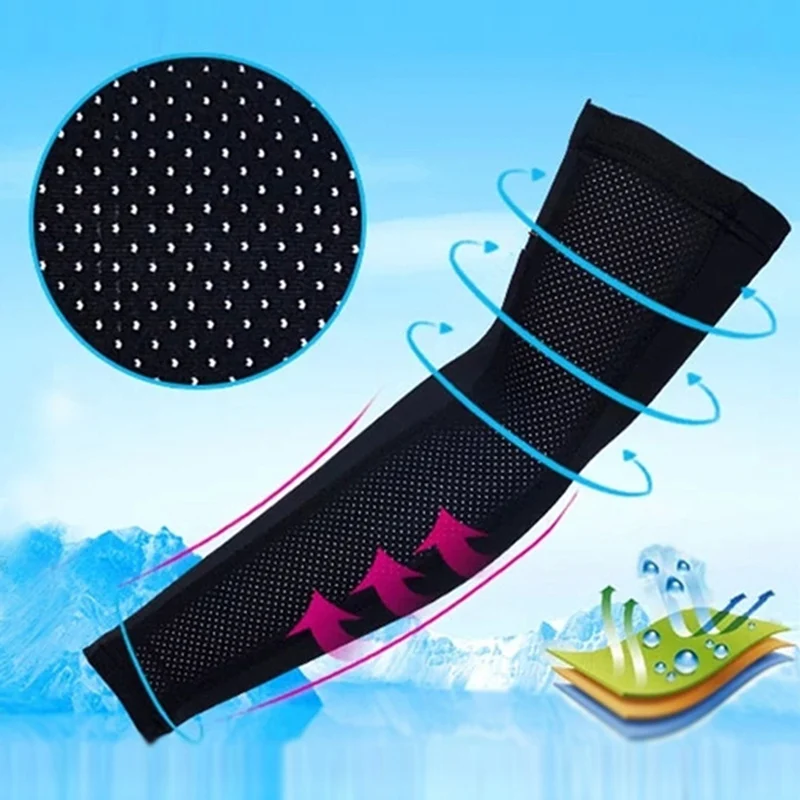 

1Pcs Sports Arm Sleeve Sunscreen Ice Fabric Summer UV Protection Running Basketball Volleyball Cycling Sweat breathable Bands