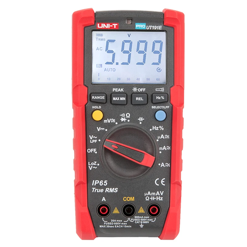 

UT191E / UT191T Professional True RMS Multimeter IP65 Waterproof / Dustproof Digital Multimeter LoZ LPF Tester with CE/GS/cTUVus