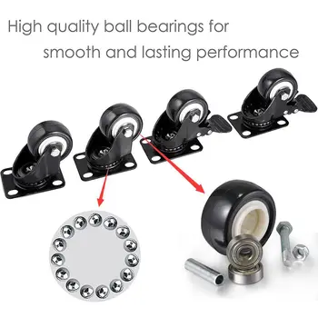 

4 Pieces 2in Mute Heavy Duty Caster Wheels Polyurethane PU Swivel Casters with 360 Degree Top Plate 220lb Total Capacity