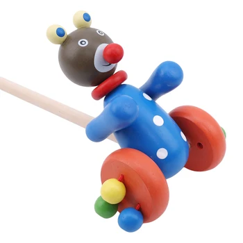 

Kids Wooden Toys Cute Cartoon Animals Funny Wooden Car Toys Kids Baby Puzzle Trolley Cart Toys Wood Pushing Toy