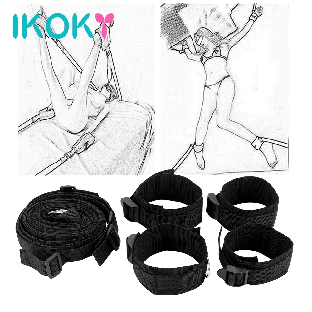 IKOKY Sex Handcuffs SM Bondage Sexy Lingerie Set Erotic Costumes Adult Restraints Bed Mattress Toys for Couple | Красота и здоровье