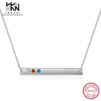 

925 Sterling Silver Strip Necklace Colorful Crystal Form Swarovski Choker For Women Anniversary Fine Jewelry Simple Design Gifts