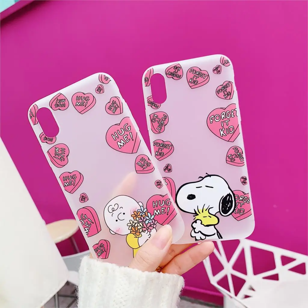 Чехол для iphone X милый мультяшный чехол телефона Snoopy Charlie 6 S 7 8 Plus XR XS Max матовый