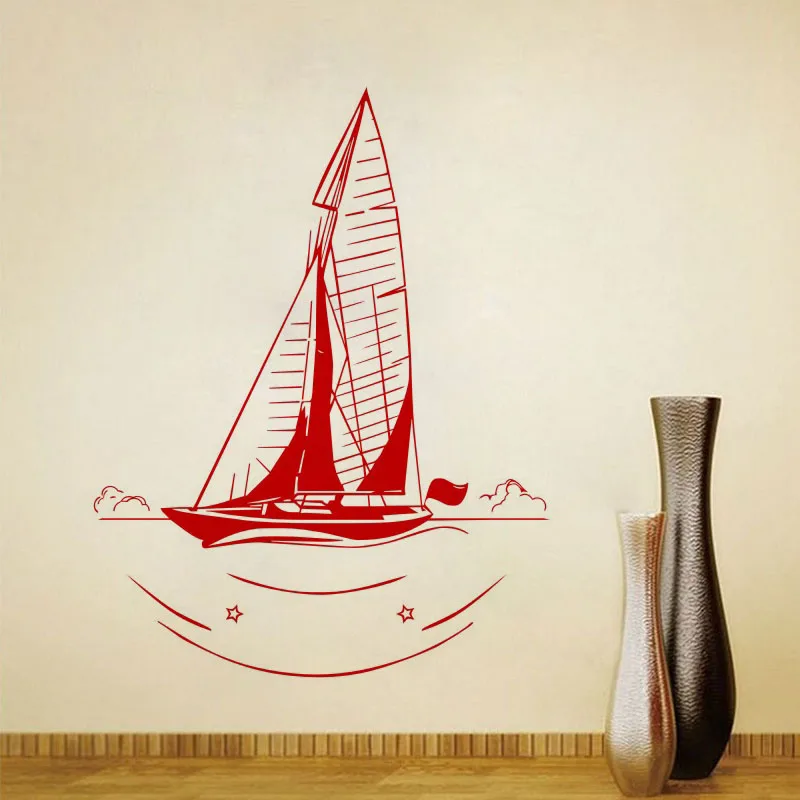 Sail Boat Wall Stickers Decoration Self Adhesive Poster Vintage Home