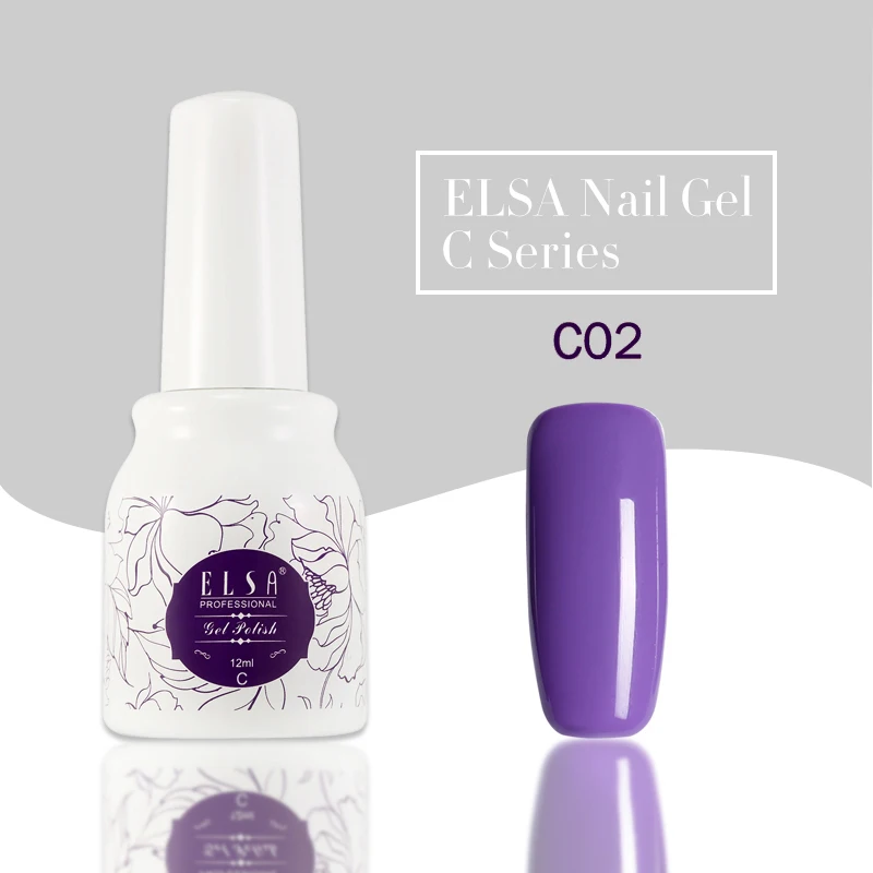ELSA 12 мл Гель-лак для ногтей Гибридный лак фиолетового цвета Полупостоянный светодиодный Гель-лак нужна Светодиодная лампа УФ-гель для ногтей эмаль - Цвет: C02