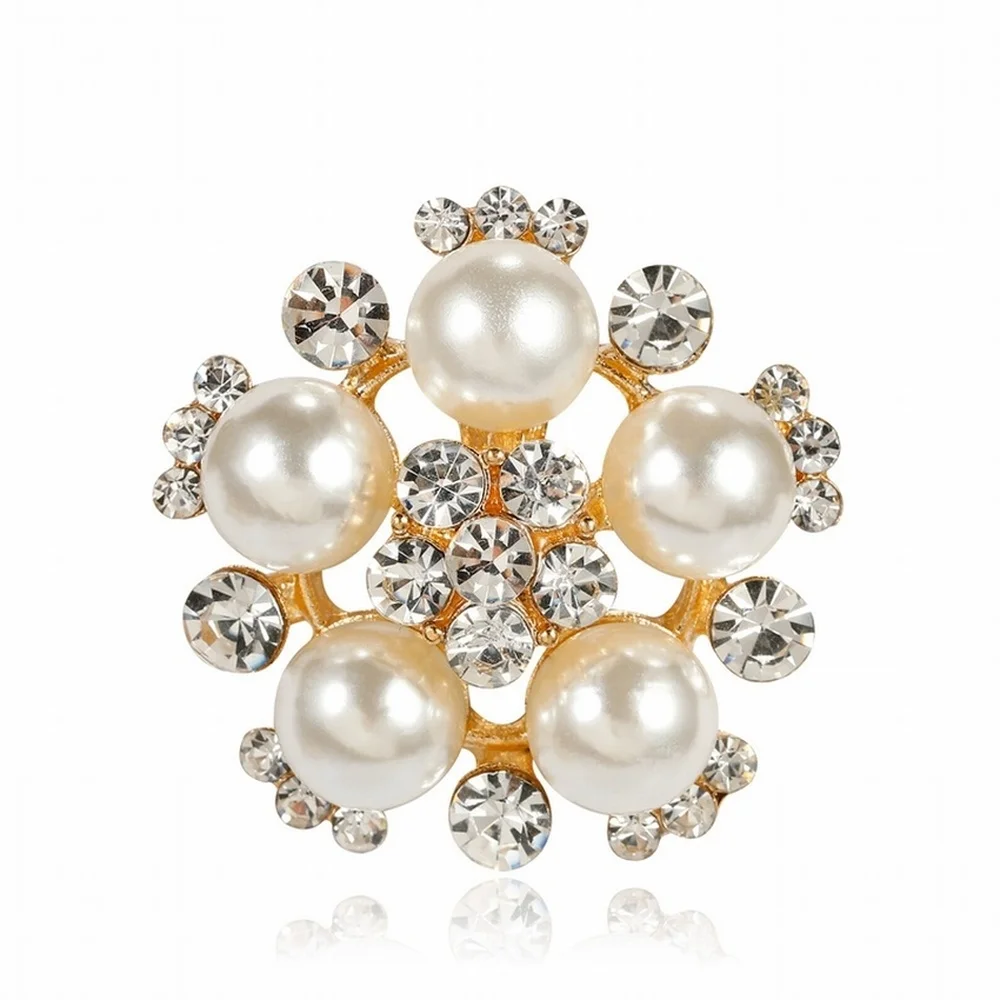 

Fashion Small Imitation Pearl Rhinestone Flower Brooch Pin for Girl Women Suit Corsage Jewelry Accessories