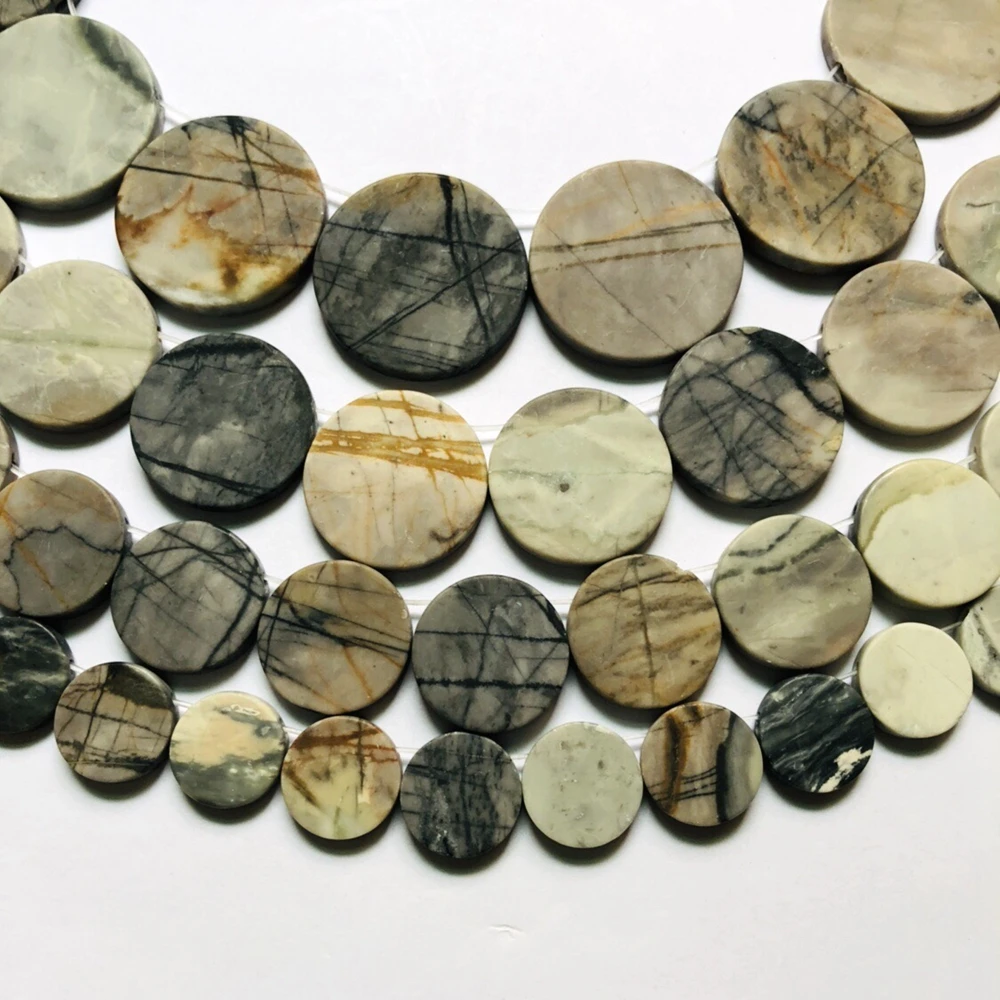 1 нитка из натурального камня Пикассо Jaspe r, круглые бусины для монет, боковое просверливание для драгоценного камня, колье, изготовление ювелирных изделий, 13 дюймов/Str