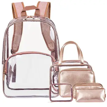 

Fashion lady bag outdoor transparent backpack PU student bag jelly zipper square backpack school book bag Dropship T626