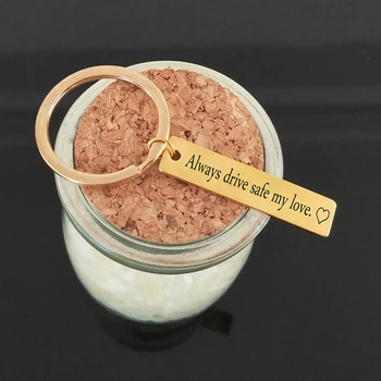 

Custom engraved Boyfriend/Girlfriend Keyrings Always Drive Safe My Love Keychian Fashion Alloy Accessory Couples Keysholder
