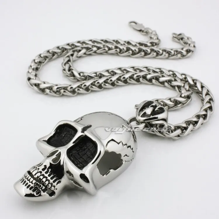

316L Stainless Steel Huge & Heavy Skull Mens Pendant 6X002B_#24''