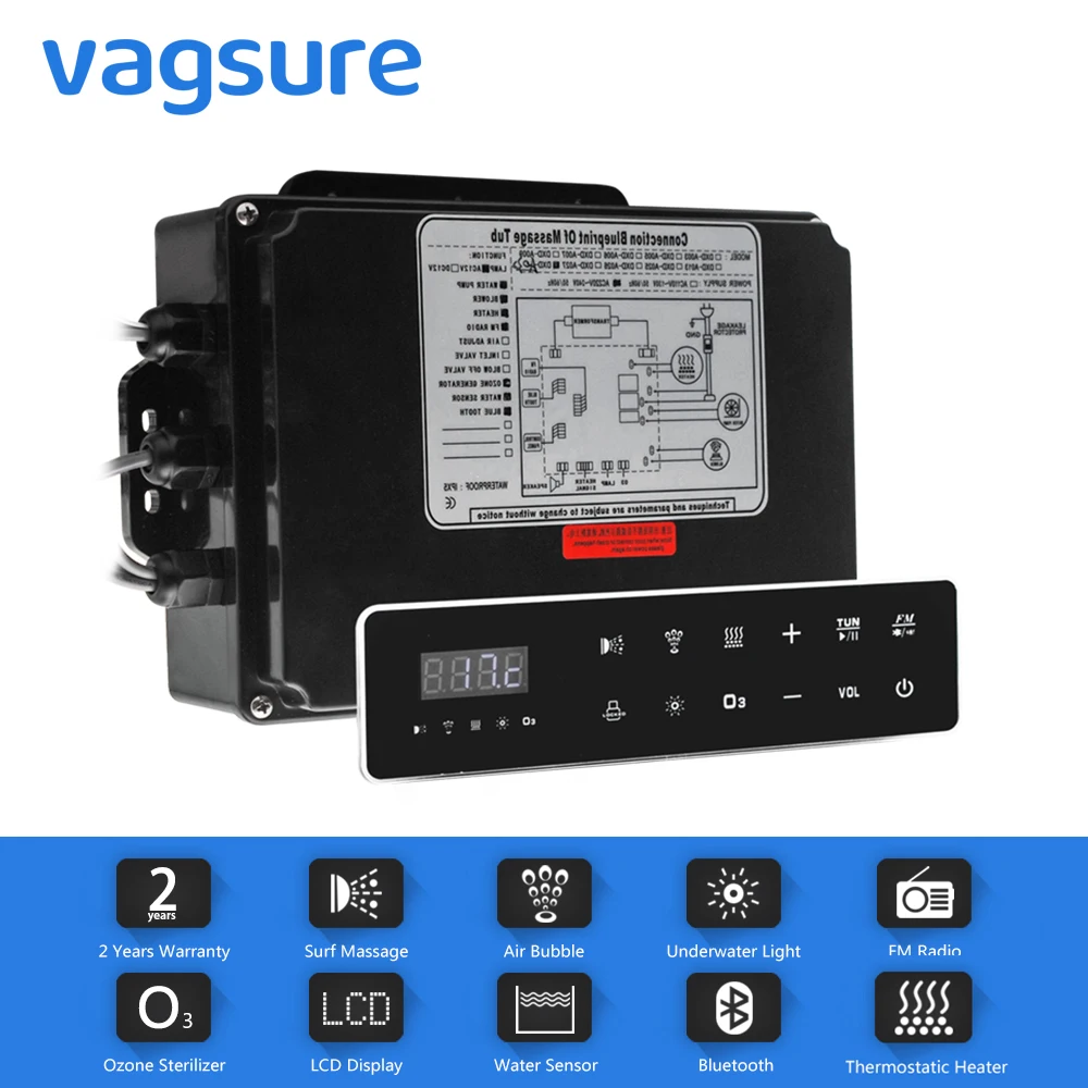 Painel de controle digital da c.a. 110 v/220 v com tela de toque lcd spa combinação bolha ar bomba água massagem banheira controlador kits-0