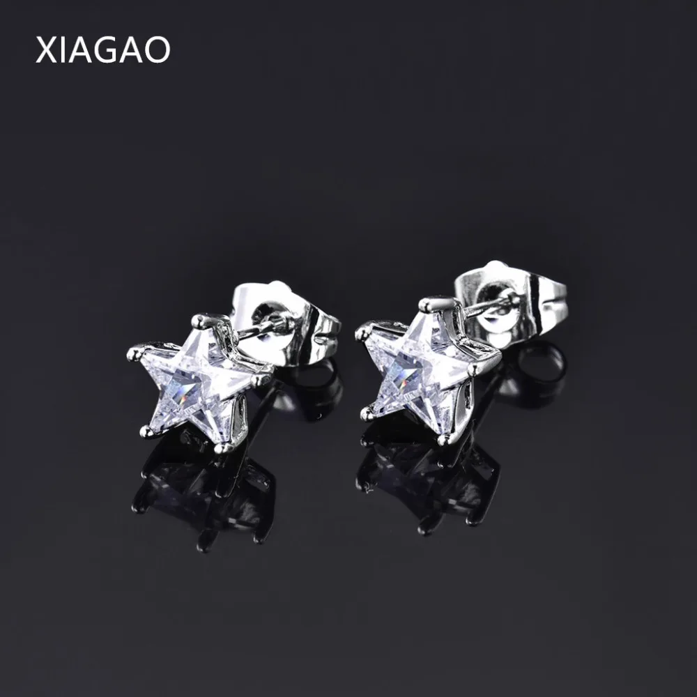 

XIAGAO Cute Design Charming Earrings Fashion Austrian Crystal Zircon Star Stud Earring For Women 6 Colors Girls Earring E019c