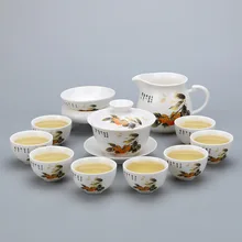 Цзиндэчжэнь Керамика ручная роспись синий и белый Роспись золотом миллионов кунг-фу чашки чая синий и белый фарфор костюм ручной работы