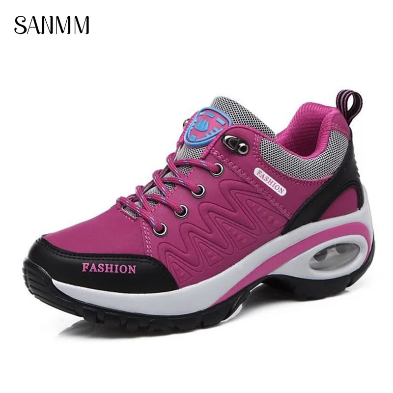 

SANMM Women Non-Slip Platform Sneakers Spring Autumn Breathable Travel Walking Shoes Woman Lace-Up Casual Shoes AZ16